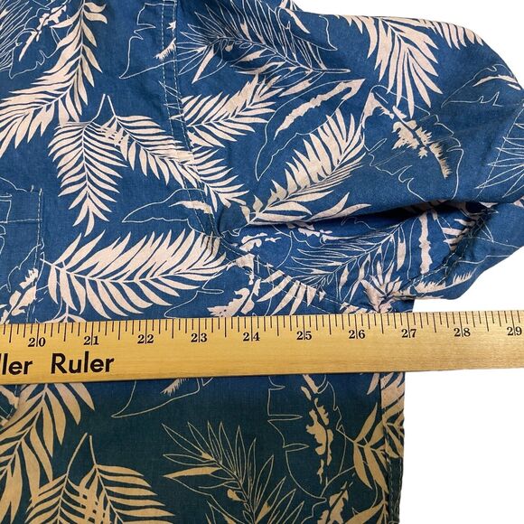 Coofandy Mens Short Sleeve‎ Button Down Shirt Size 2XL Blue White Leaf Pattern - Picture 6 of 8